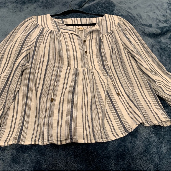 Ana Womens Bell sleeves Button down matching ties Size 1X Gathered Full Body - Picture 3 of 4